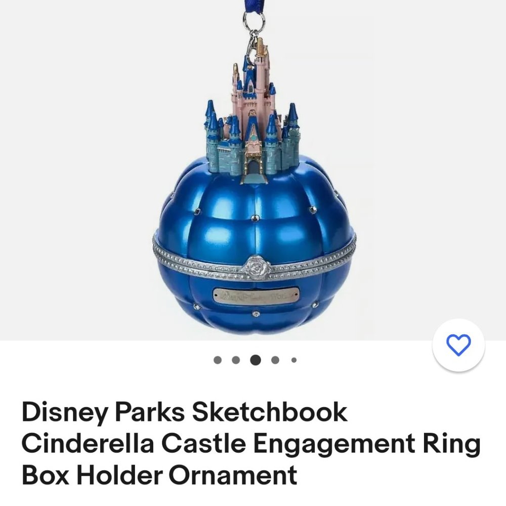 DISNEY PARKS SKETCHBOOK CINDERELLA CASTLE ENGAGEMENT RING BOX ORNAMENT